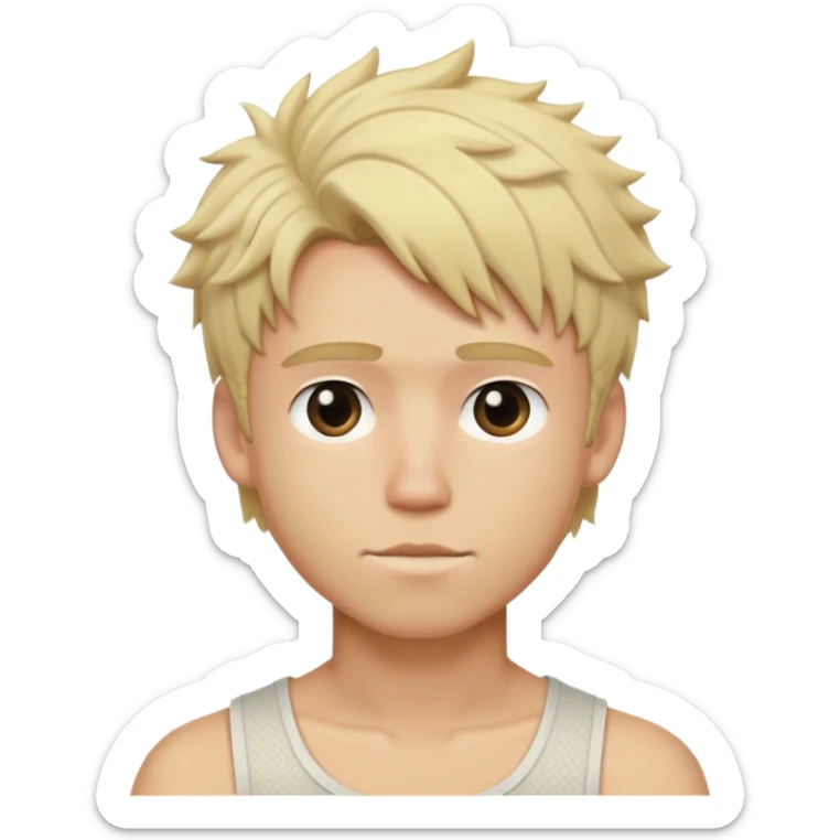 blonde male hair textured crop top with choppy finish sticker