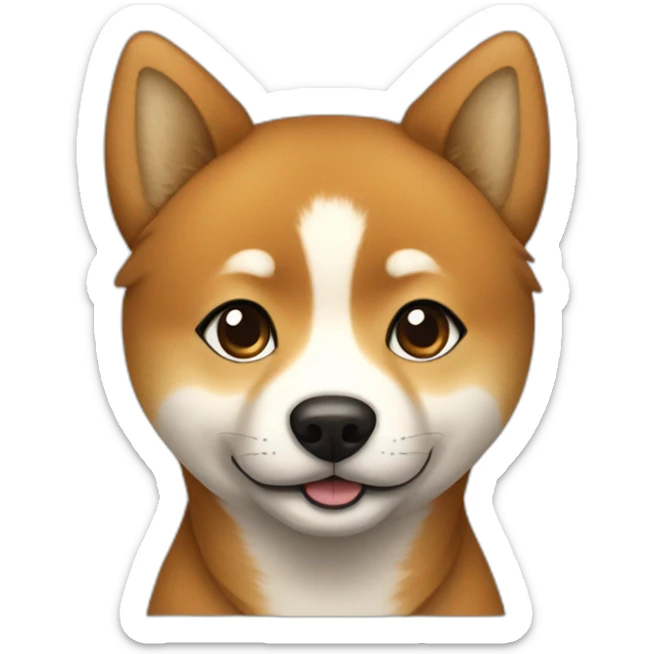 Cute Shiba-dog Accompanied by a middle age woman with brown and curly hair sticker