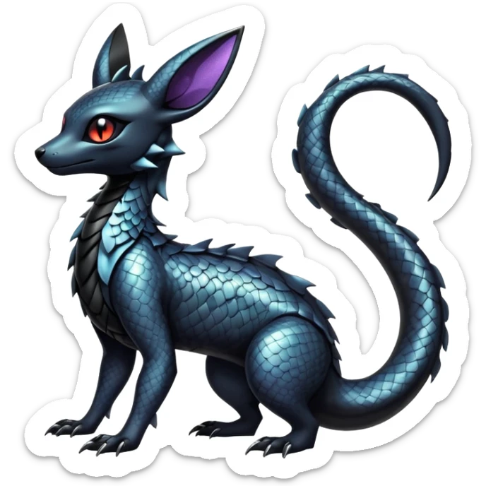 Shiny Dark Edgy Majestic Sophisticated Modern Gothic Gloomy Futuristic Scaly Cyber-Salandit-Umbreon-Delcatty-Hybrid (Full body) sticker