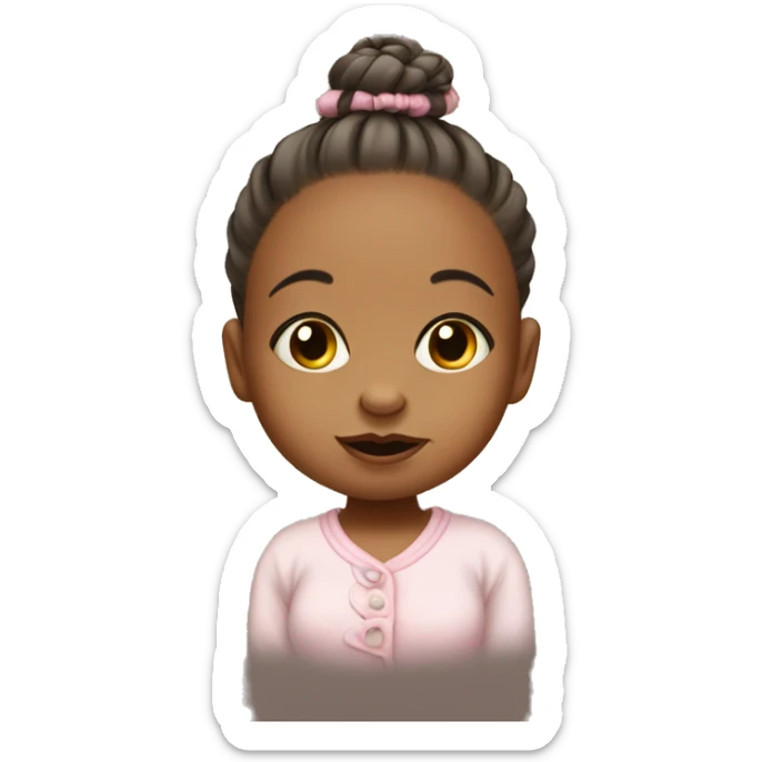 Baby girl with a pacifier in her mouth
with her hair tied up in a bun sticker