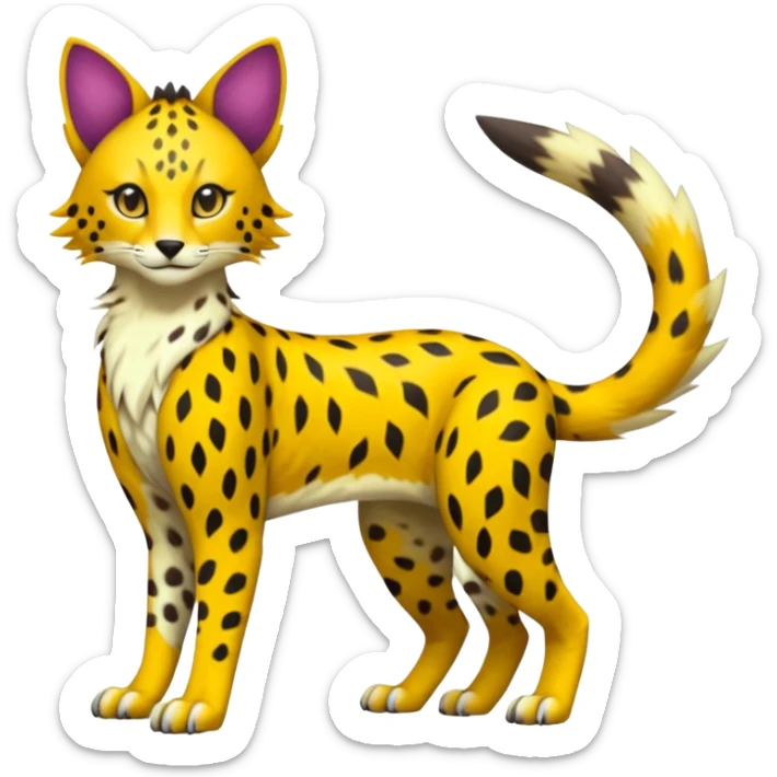 Colorful Bobcat-Sergal-Cheetah-Serval-Genet-Pokémon-Digimon-Fakémon-fusion-hybrid-creature sticker