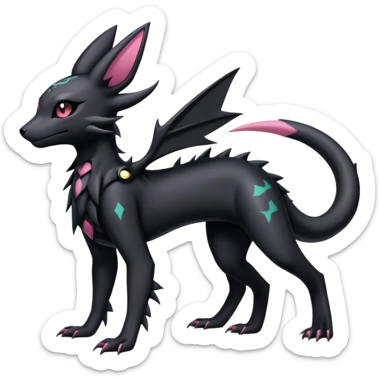 Shiny Dark Edgy Gothic Gloomy Futuristic Salandit-Umbreon-Shaymin-Delcatty-Hybrid (Full body) sticker