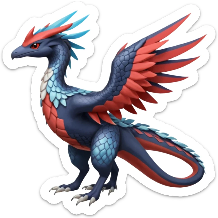 Trico-Dialga-Yveltal-Koraidon-Latias-Nargacuga-hybrid-fusion-creature, full body sticker