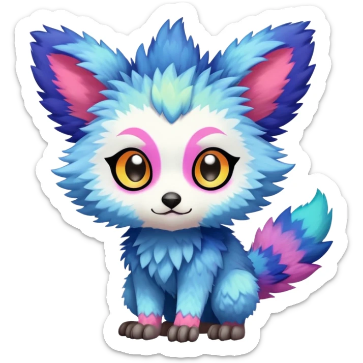  Colorful Kawaii Trico FurSona Fakemon Full Body sticker