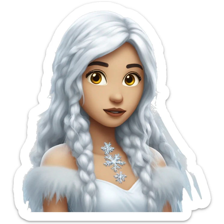 big wings, hood, silver, icy ,snowflake, Beautiful, fairy, long hair sticker