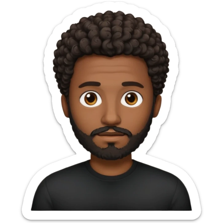 Dark brown skin man with a light beard and a curly   fade haircut with dark brown eyes sticker