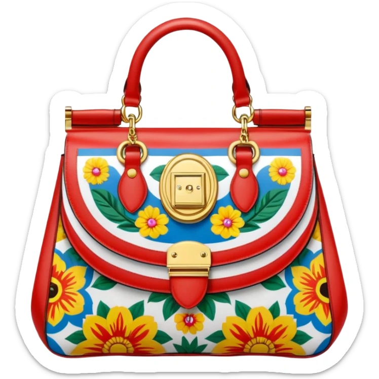 Ultra realistic dolce and Gabbana bag in a bold highly detailed pop art illustration style and print sticker
