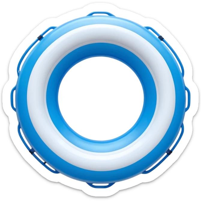 3D render of Inner Tube made of shiny inflatable vinyl, visible seam lines, air valve, highly reflective plastic texture, pool toy aesthetic. sticker