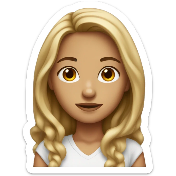 Slightly tanned girl with brown eyes and dark blonde hair sticker