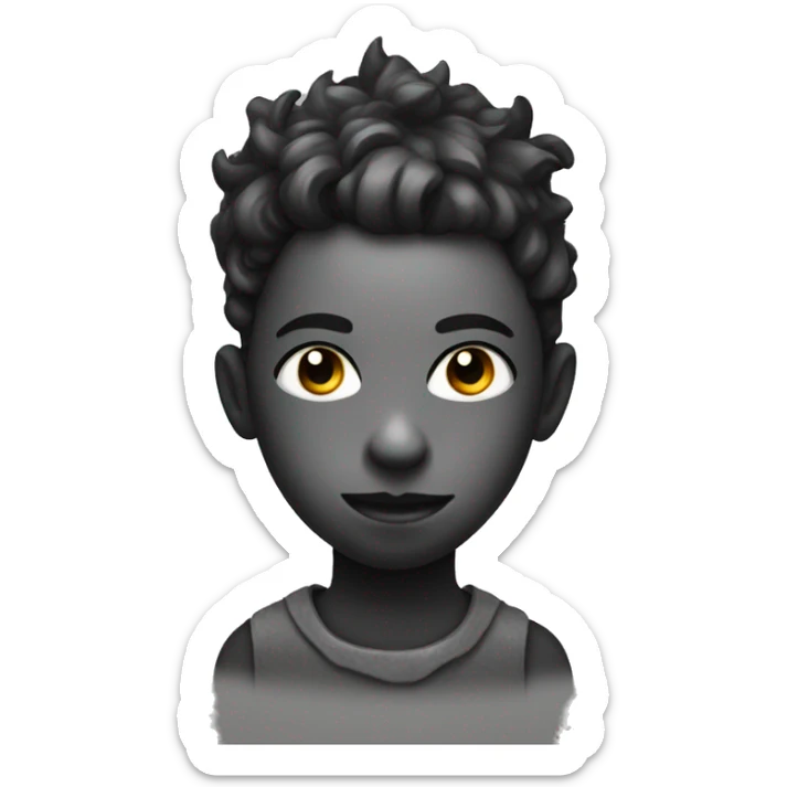 monochrome portrait of a boy wearing mask and horned hairstyle sticker