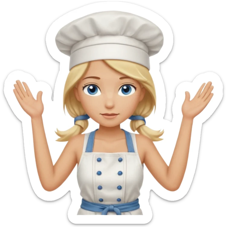 Sexy Full body  pretty
Long Blonde hair blue eyed female chef wearing white tank top, denim shorts and chef hat arms folded sticker