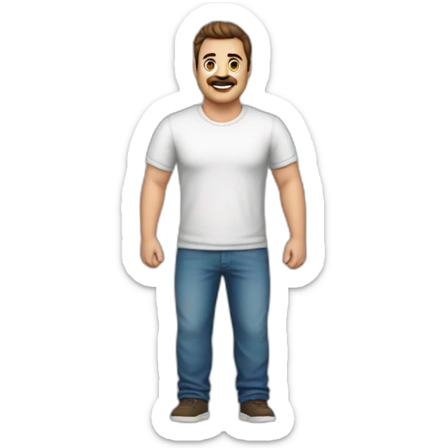 Cuerpo entero, jean, remera de argentina, hombre, 40 años, 120 kilos, 1.90 de altura sticker