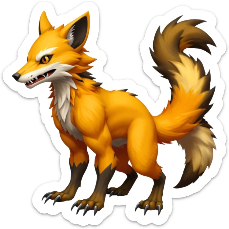 Trico-Sergal-Wolverine-Vernid-fusion-Fakemon-animal-hybrid-creature, full body sticker
