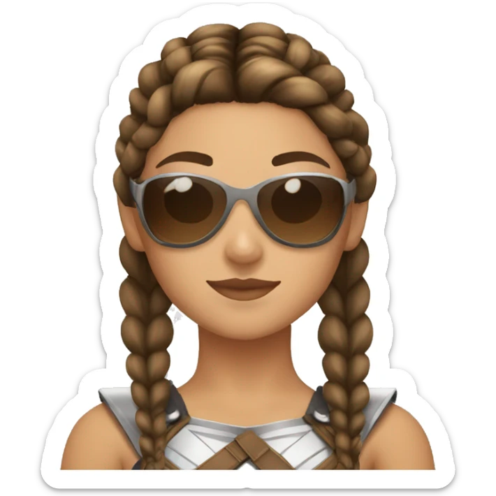 Girl gladiator with French braids, brown hair and sunglasses sticker