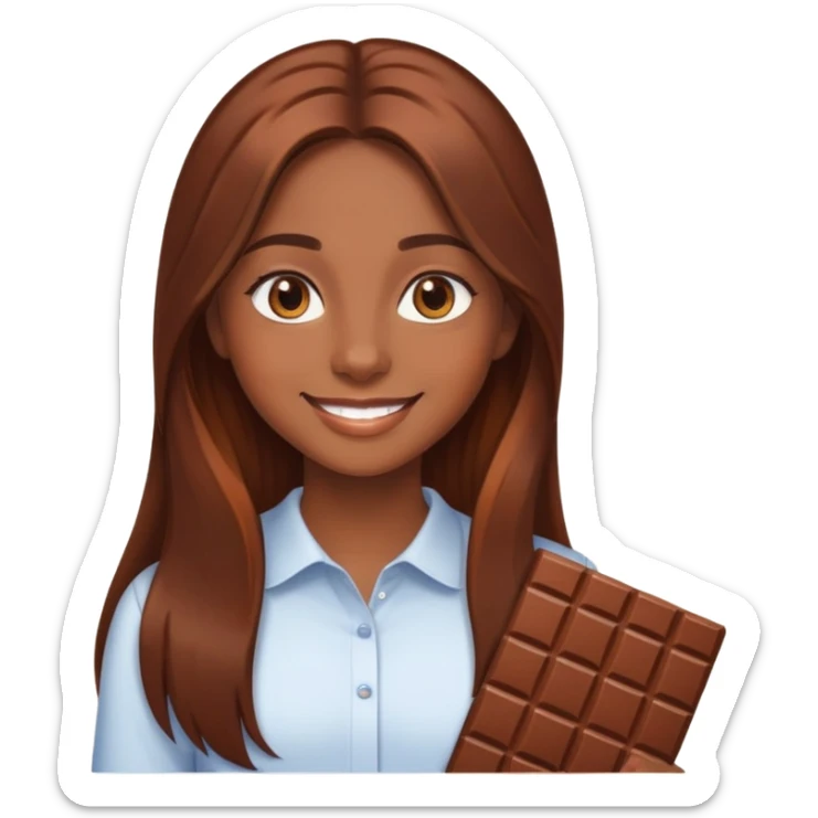 Chica morena de pelo largo cobrizo chocolate de ojos cafés claros y sonrisa linda  sticker