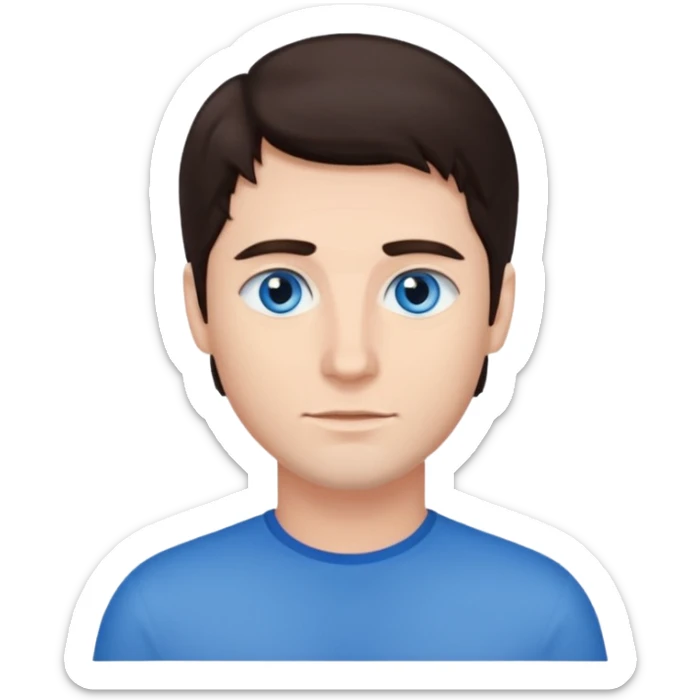 homme yeux bleu azur cheveux brun foncé sticker