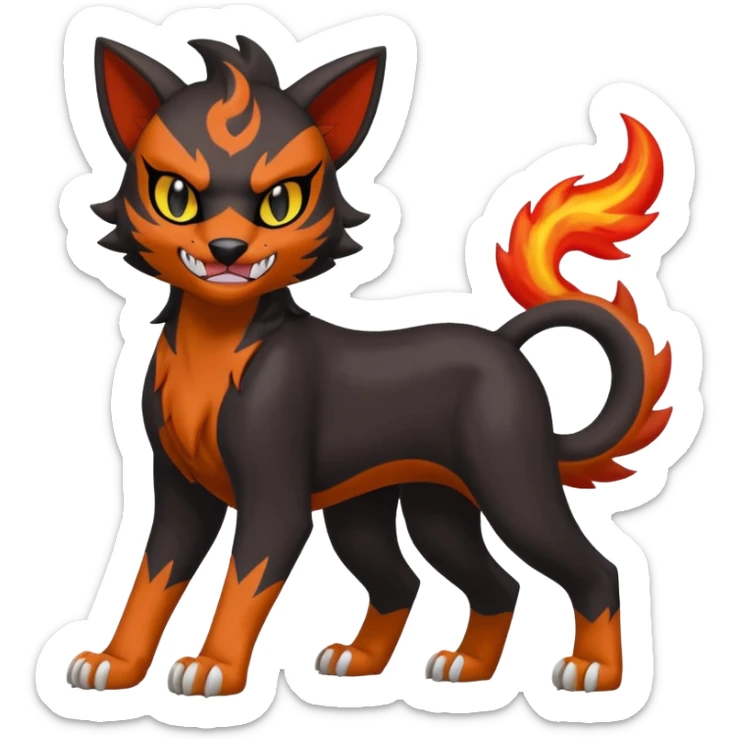 Feisty Spicy Fiery Angry Growling Sour Creamy Evil Liepard-Houndour-Sprigatito-Litten-Pokémon-fusion-creature (full body) sticker
