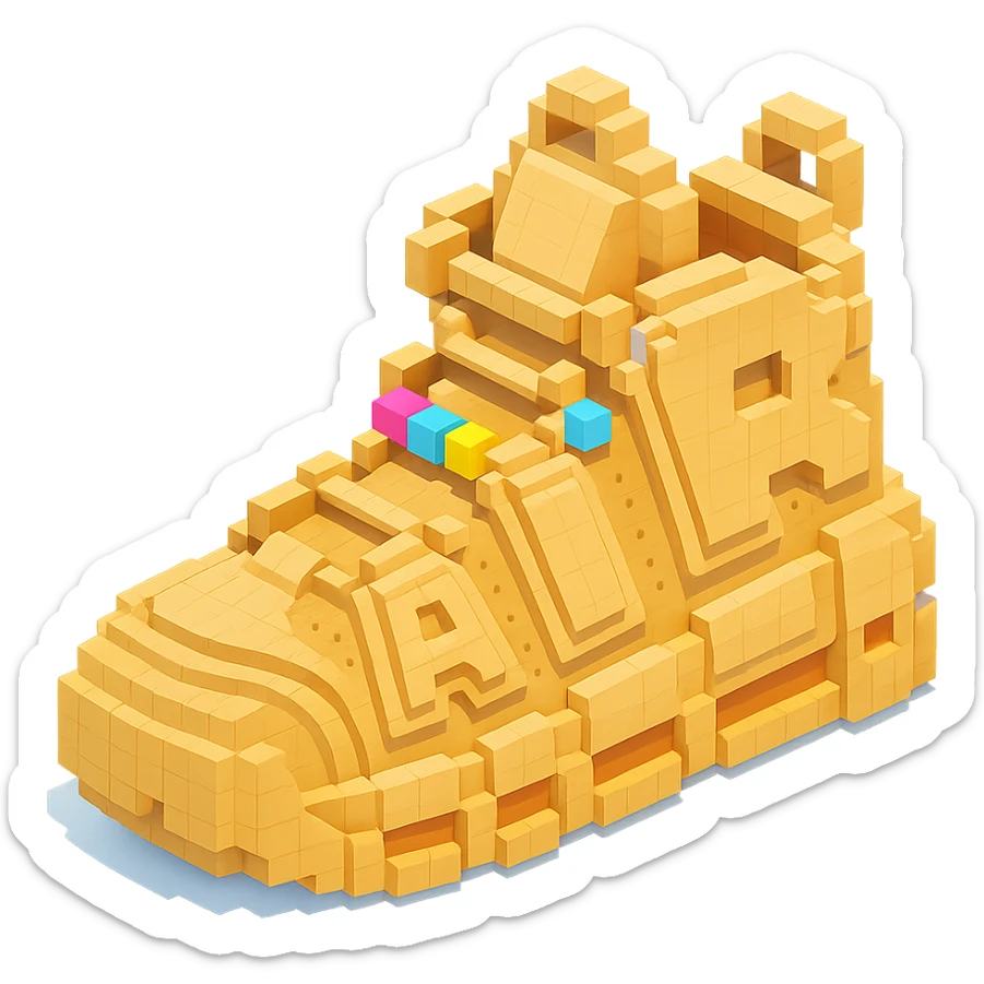 Nike Air More Uptempo sneakers in beige with subtle colorful beads on the laces sticker