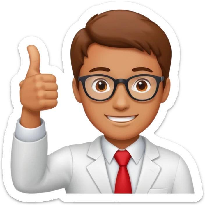 A student and a professor who is wearing red (Whole body) who is smart and thumbs up sticker