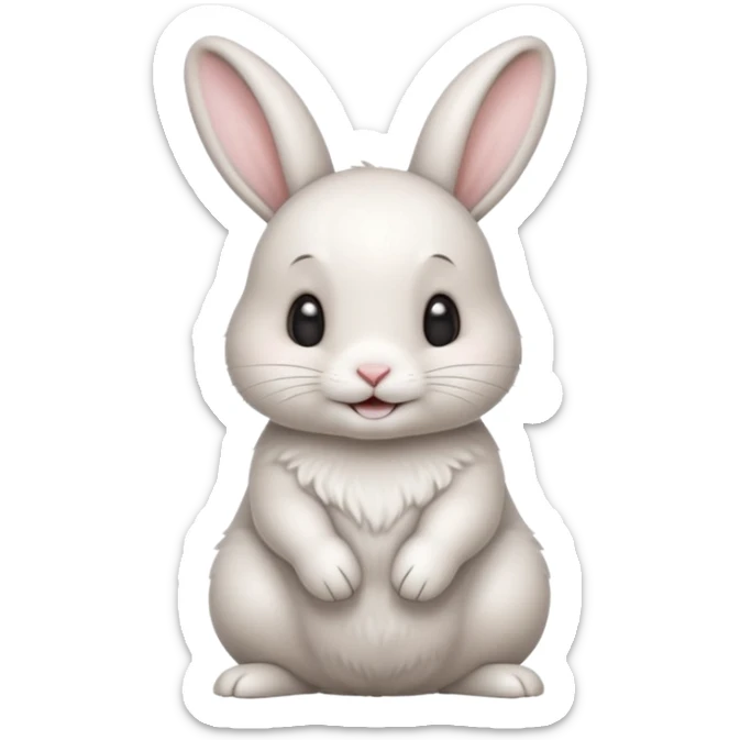 Conejito Feliz tierno de piel blanca un poco peludo y cola redonda pequeña y suavesita sticker