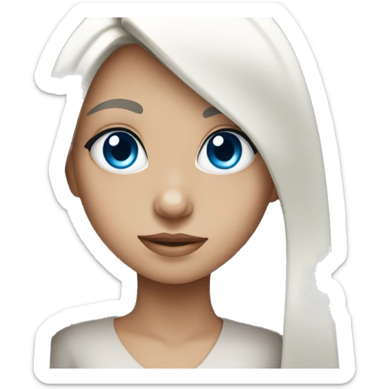 girl with long black hair and blue eyes  sticker