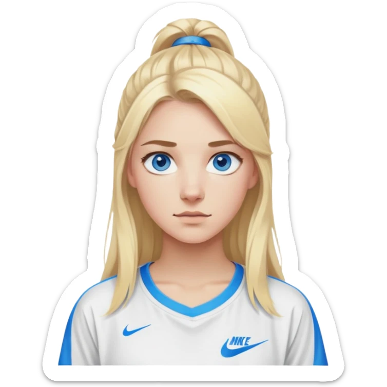 Blonde girl with blue eyes wearing Nike pros and oversized shirt ￼ sticker