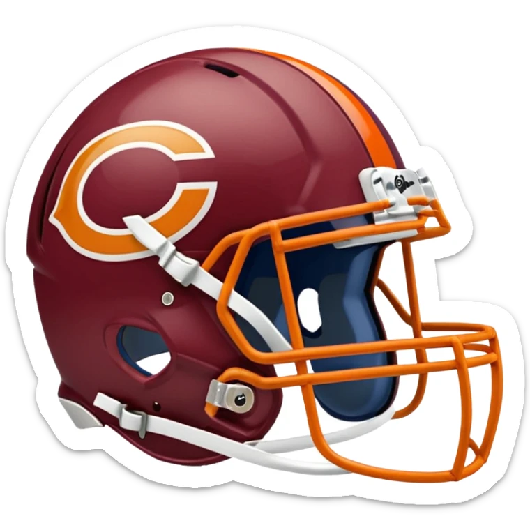 The Washington commanders football helmet and the Chicago Bears football helmet facing each other sticker
