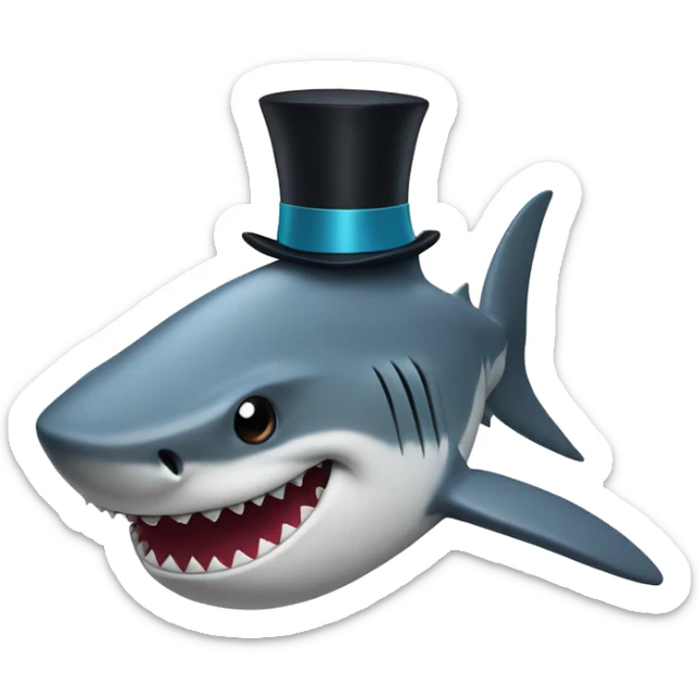 Shark with a top hat sticker