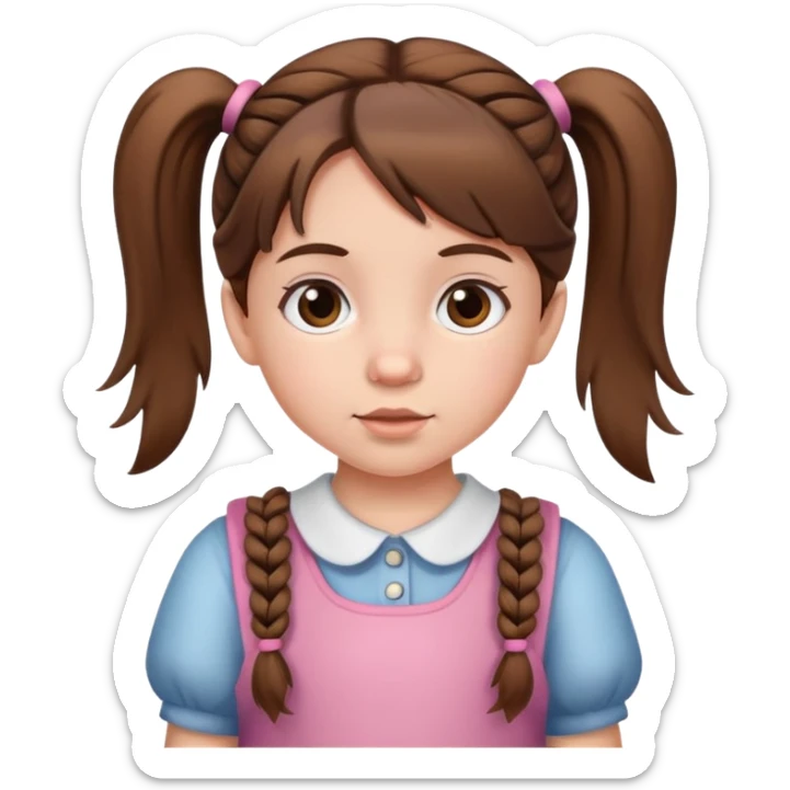 Little girl with brown hair and pigtails  sticker