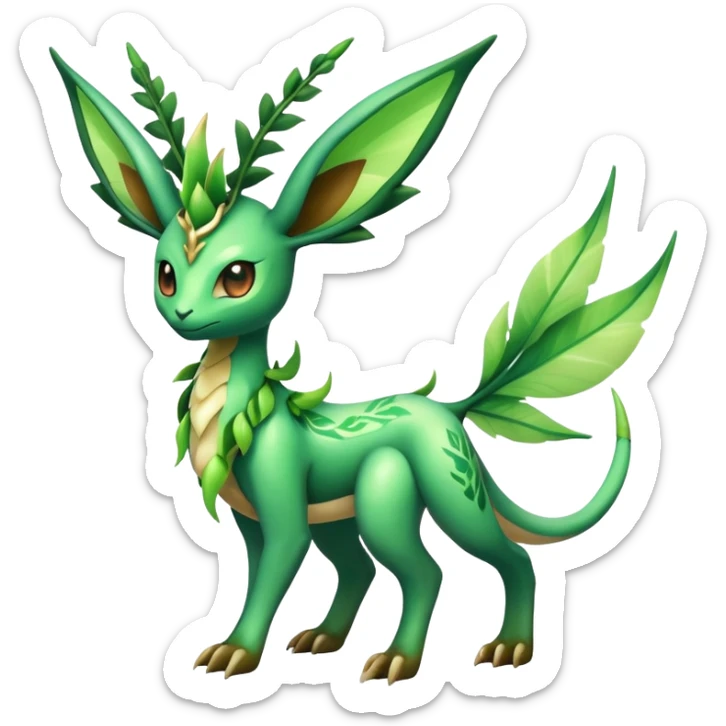 Exotic Tropical Rare Shiny Epic Ethereal Leafeon-Flygon-Tropius-hybrid, full body sticker