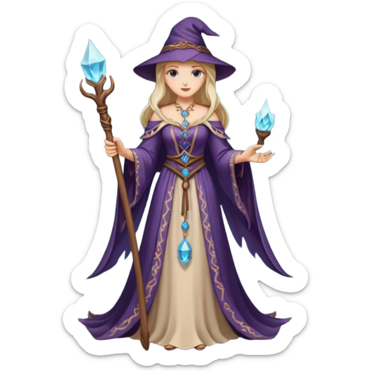 portrait of Elegant sorceress – Long dress, staff





 sticker