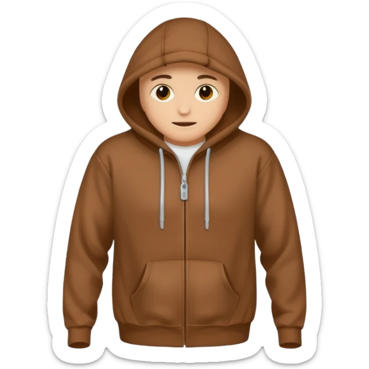 A brown hoodie no human and no zipper nothing on the fornt I like the last one  sticker