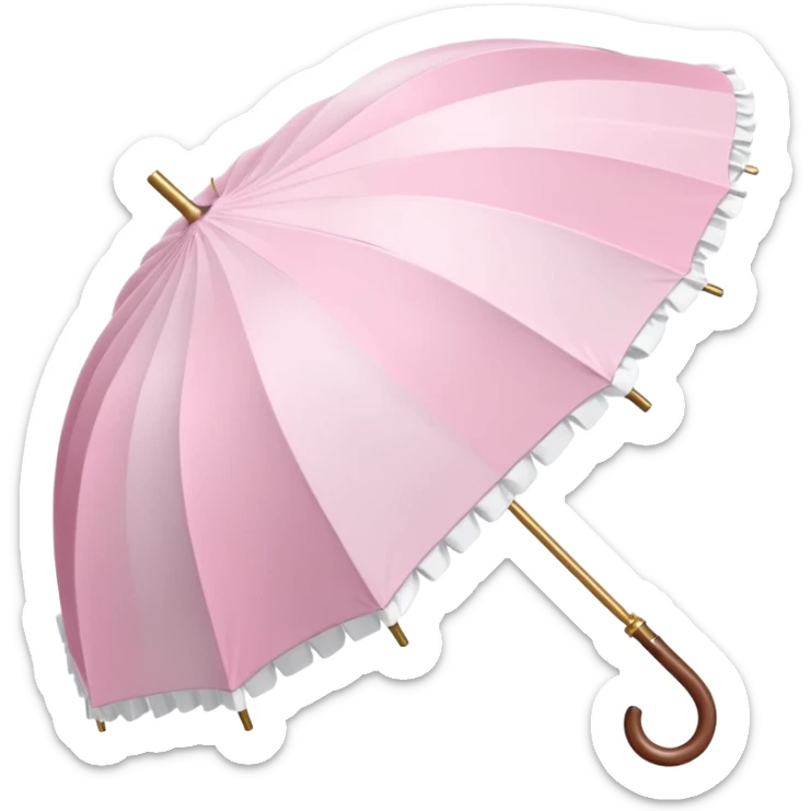 A beautiful pretty cute pastel pink and white umbrella-parasol with sakura patterns and white frills sticker