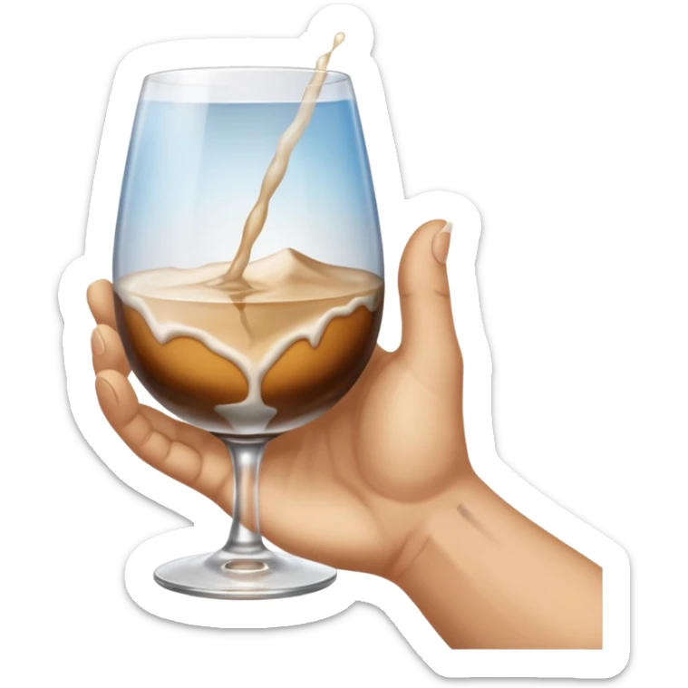 a hand holding a glass, above the glass is painted the creation of Adam sticker