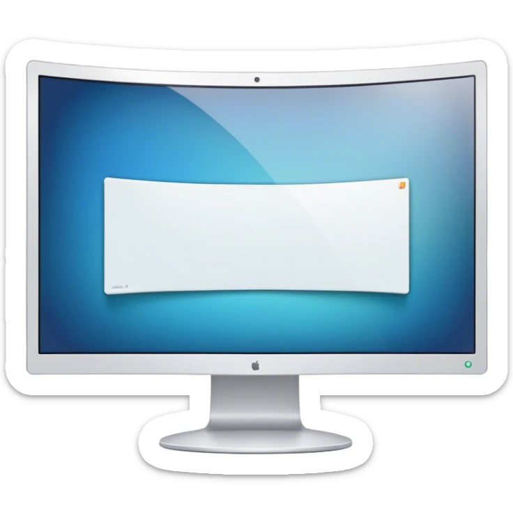 Create a professional emoji for UX/UI design. Show a curved monitor with 2 windows : one displaying white empty page, and the other showing the completed web interface. Use modern, professional colors. Do not include any emojis or smiley faces. Make the background transparent. sticker