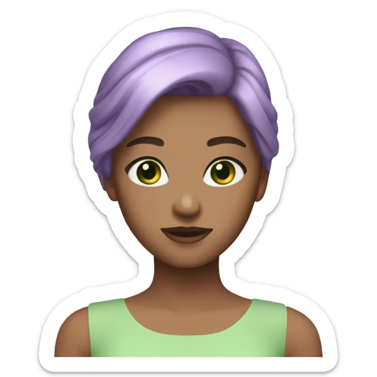 golden brown straight hair green eyes lavender dress sticker