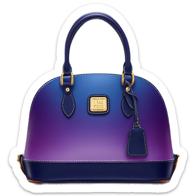 Realistic dark blue to dark purple ombre dooney and bourke domed satchel purse.  sticker