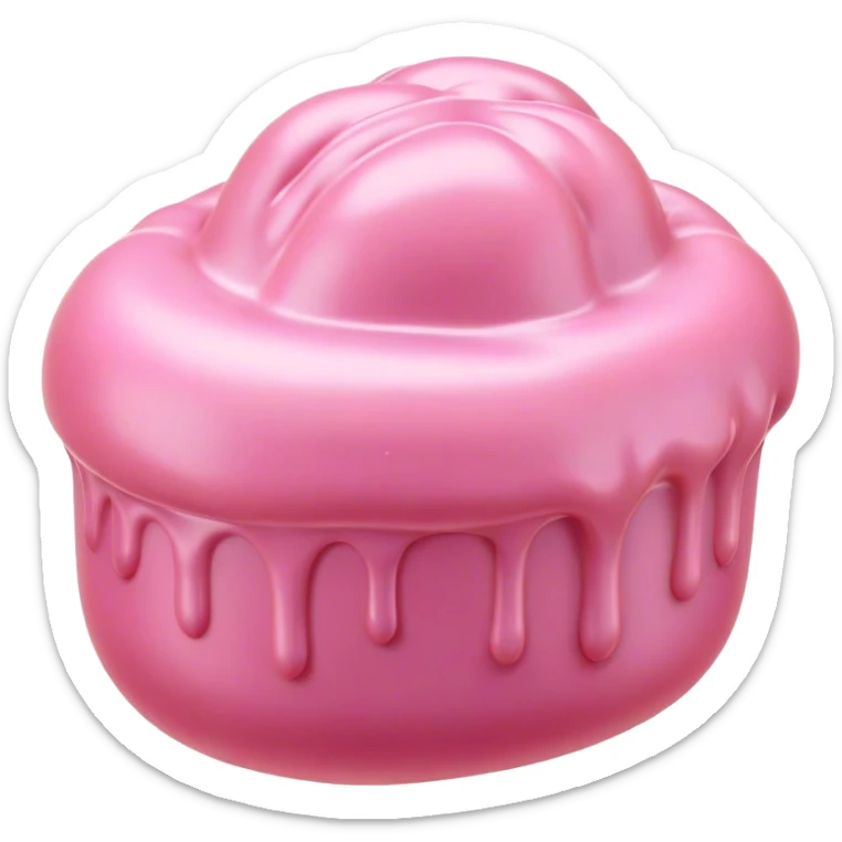 Cinematic Realistic Opaque Pink Slime, smooth and buttery with a pastel pink hue, ultra-glossy with a soft sheen, subtle folds and ridges forming as it moves, reflecting gentle highlights, glowing with a delicate, creamy texture, evoking a sense of playful satisfaction. sticker