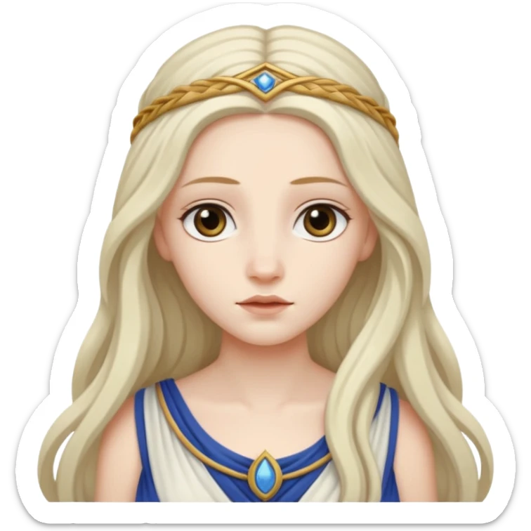 Metis The pre-Olympian goddess of wisdom, counsel, and deep thought. She was the first wife and advisor of Zeus and the mother of Athena, the later goddess of wisdom. Her name connoted "cunning intelligence," a quality highly valued in Greek heroes like Odysseus. 
 sticker