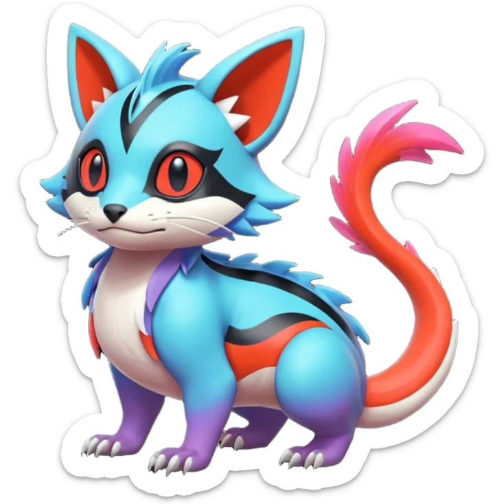  exotic tropical cyber-Trico-Litten-Linoone-Noibat-Fakémon-Pokémon-Vernid-creature sticker