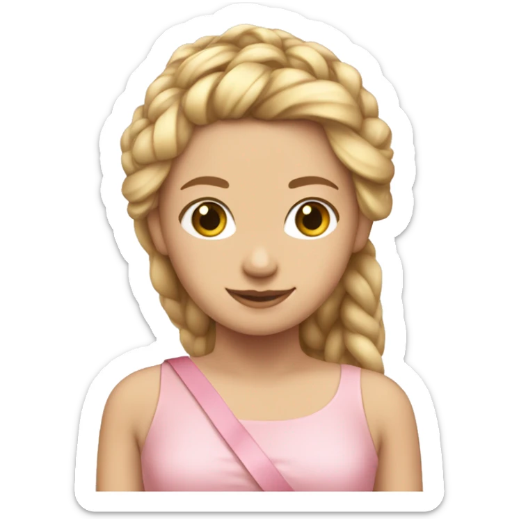  A white girl with braided blonde hair with her soft pink dress and ribbon around her hair sticker