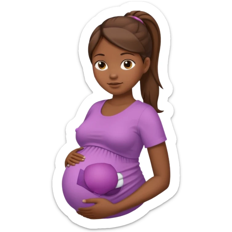 pregnant woman, brown hair, dark skin, ponytail, only abdomen, neck and head sticker