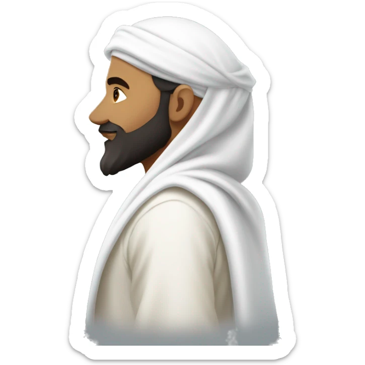 sideview of one bearded muslim man in a white thobe walking whilst wearing a shemagh. sticker