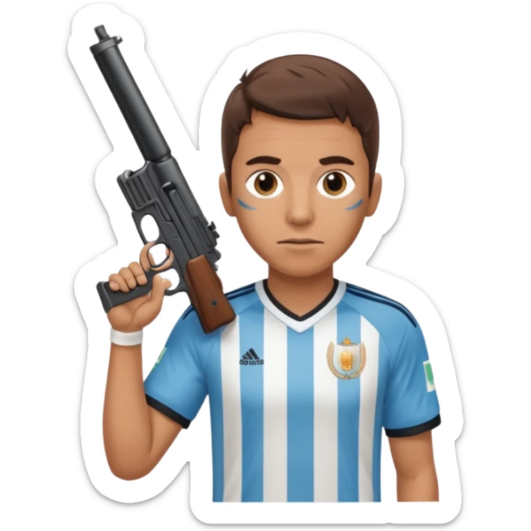 haz un turro con una biszera para atras y con un arma remera argentina pero arma de fuego sticker