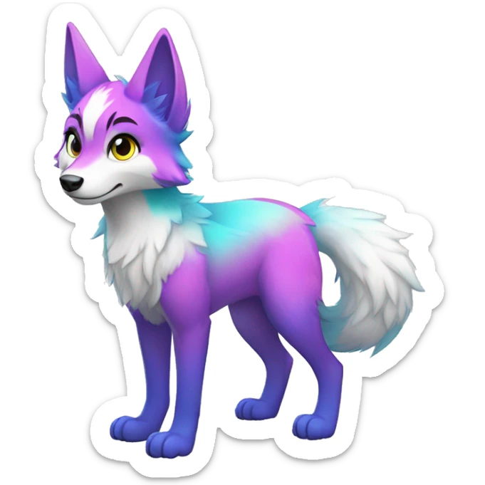 Colorful Shiny Fionbri-Falvie-sparkle-wolf-sona with markings full body sticker