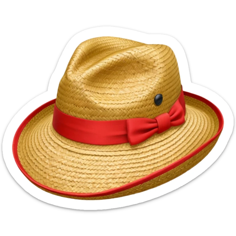 Sombrero de paja con una tira roja en la parte central sin ninguna soporte sticker