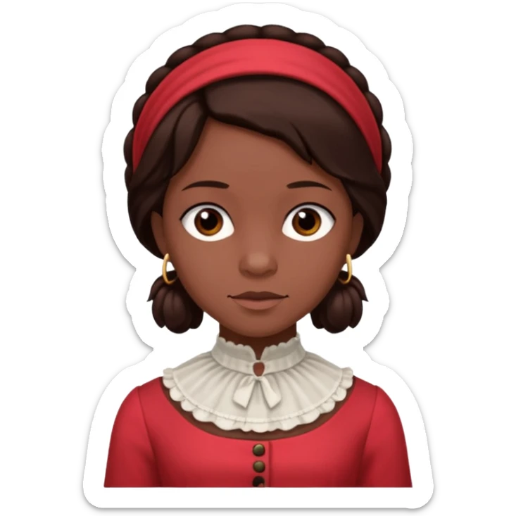 Patsey from 12 Years of Slave with dark brown hair, light red outfit sticker
