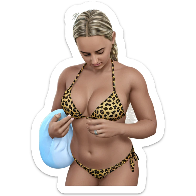 leopard print bikini at beach sticker