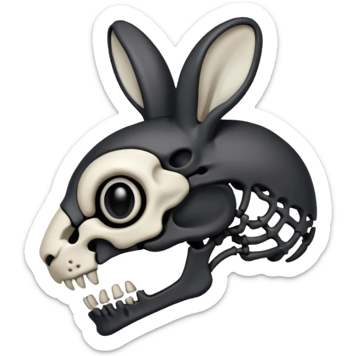 Tête de lapin squelette noire de profil avec des G à la place des yeux  sticker