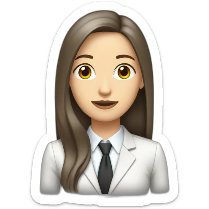 Dark Brown straight long hair white woman wearing suit sticker